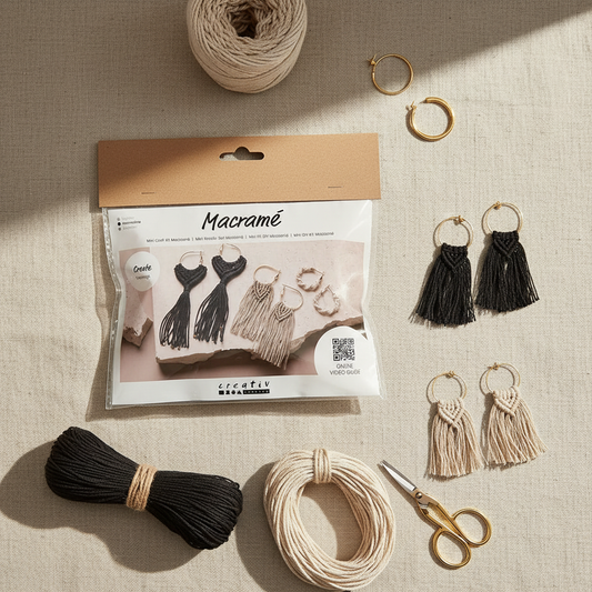 Macramé DIY kit øreringe – lifestyle
