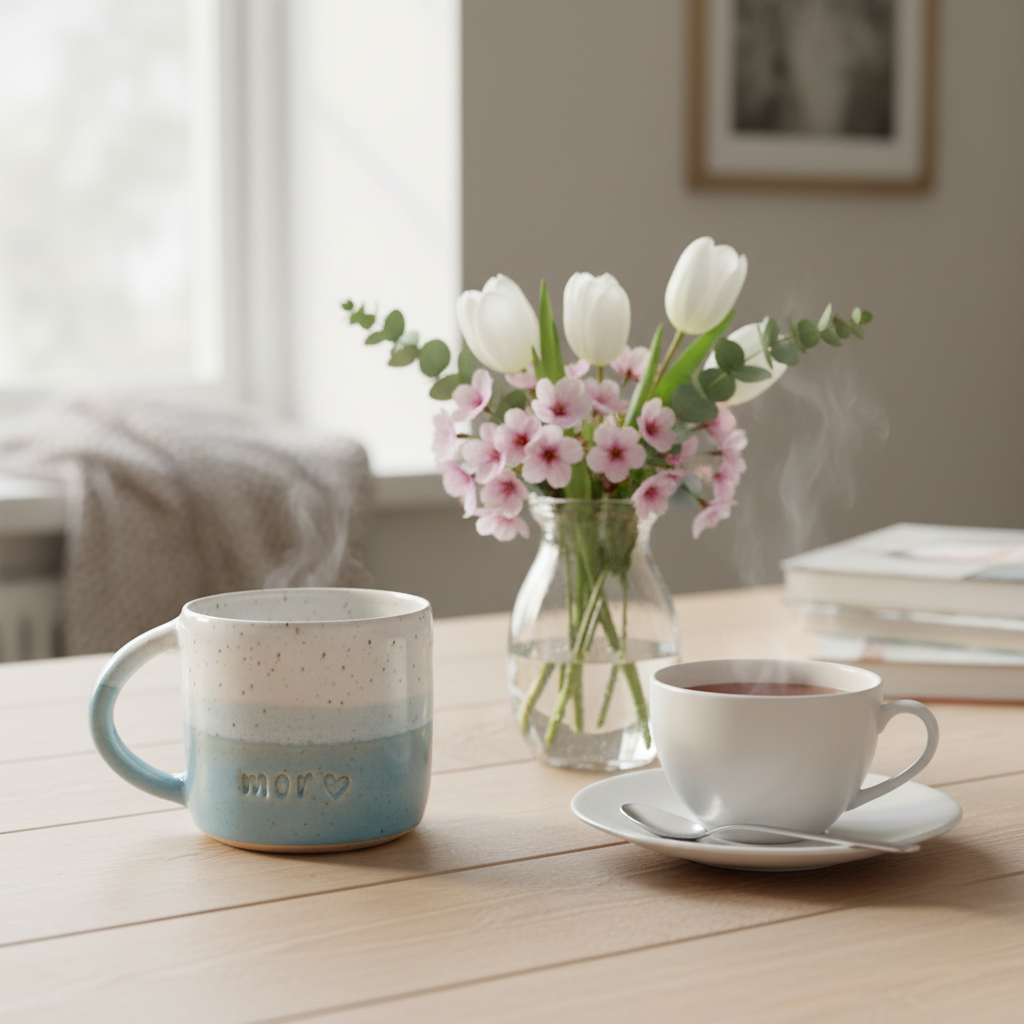 Mor krus lyseblå – lifestyle