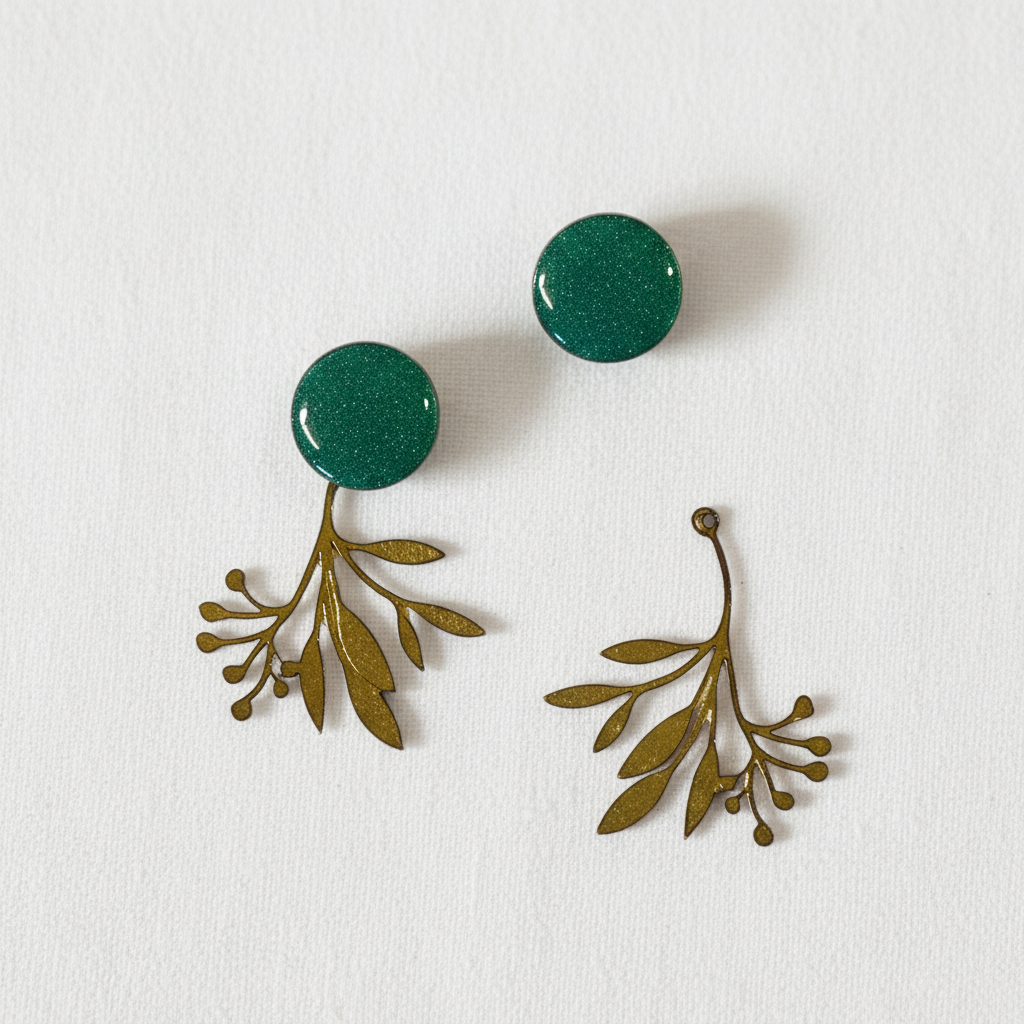 Multi ørering grøn dot med messingstykke – nyt forsøg