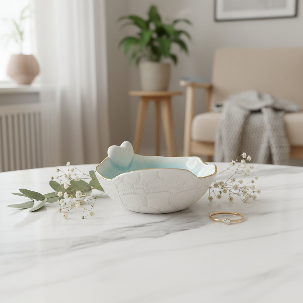 Porcelænsskål lyseblå hjerte Jøwjøw – lifestyle