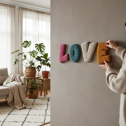 LOVE – Håndlavede Tuftede Bogstaver | Væg Dekoration 14 cm