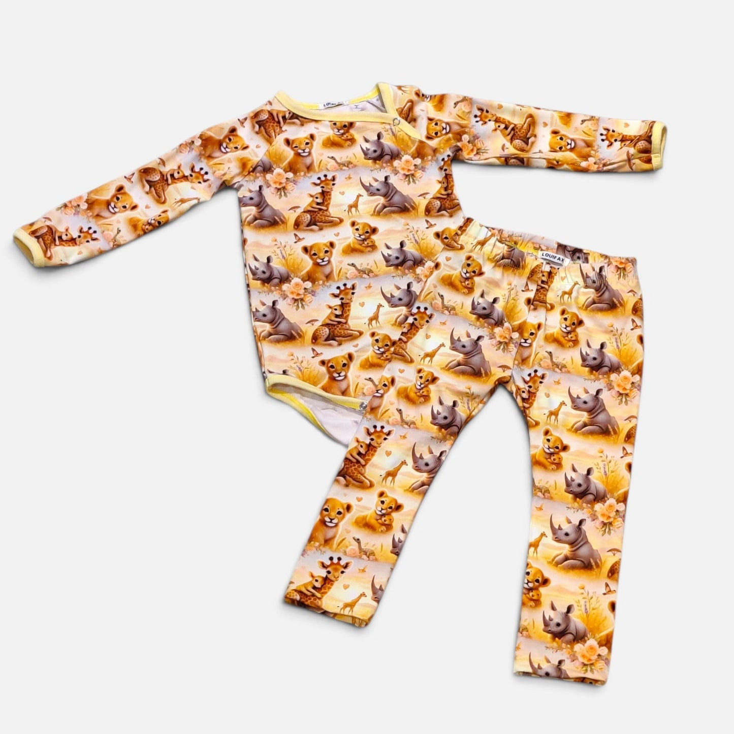 Håndlavet Baby Body og Bukser Str 92- Blødt Jersey Sæt med dyre motiv