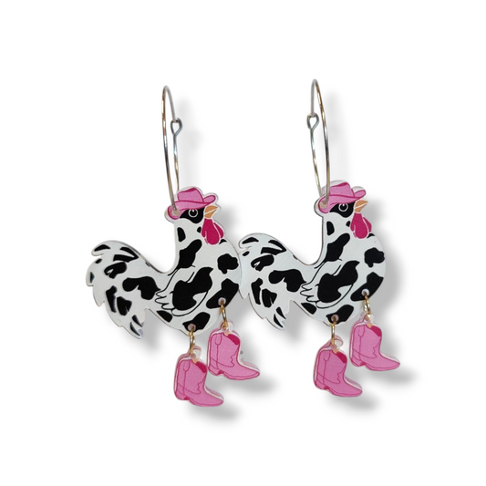 Øreringe m. Høne vedhæng