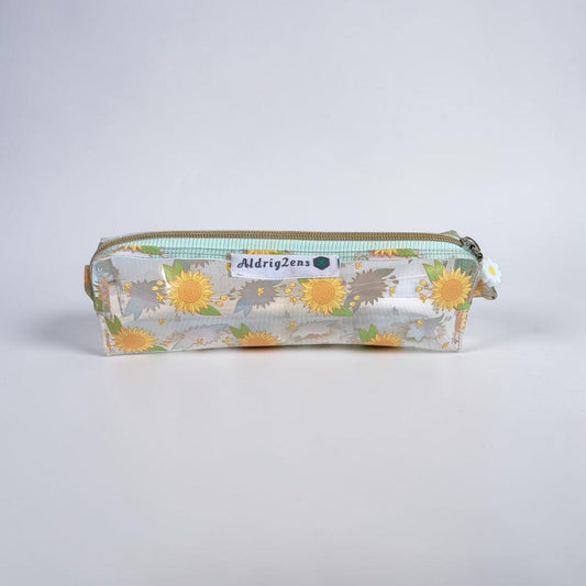 Penalhus/toilettaske i vinyl- M. Gule blomster
