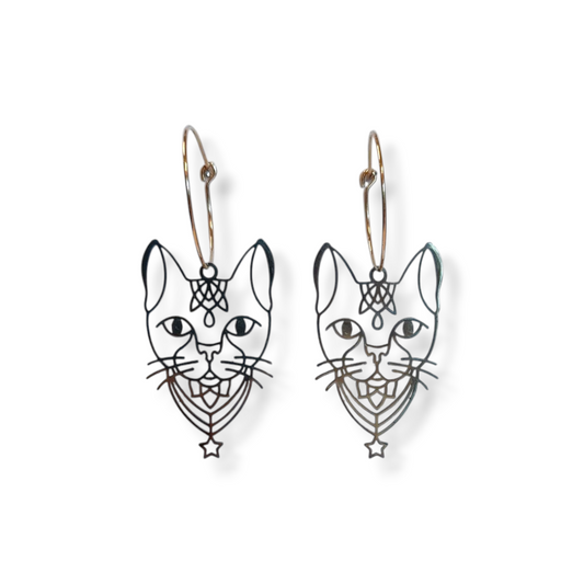 Øreringe m. Katte vedhæng