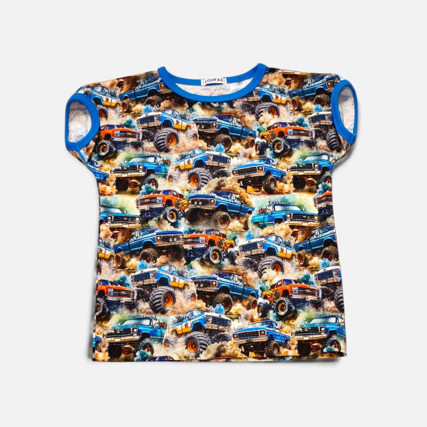 Håndlavet Børne T-shirt (flere størrelser)- Blød Jersey med Trucks