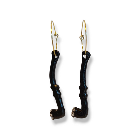 Øreringe m. Lakrids pibe vedhæng