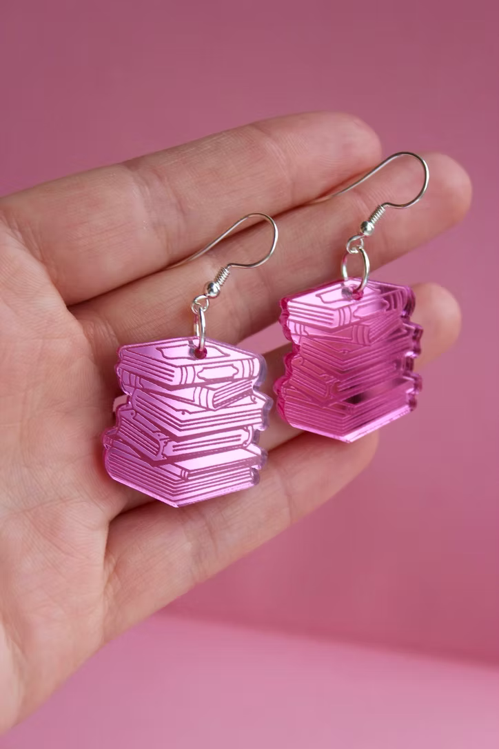 Pink Books - Øreringe i Pink Spejlplexiglas