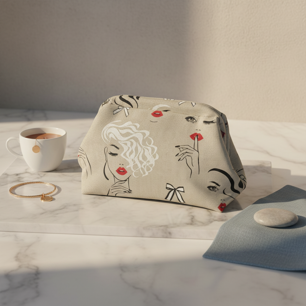 Stylet billede af beige canvas clutch