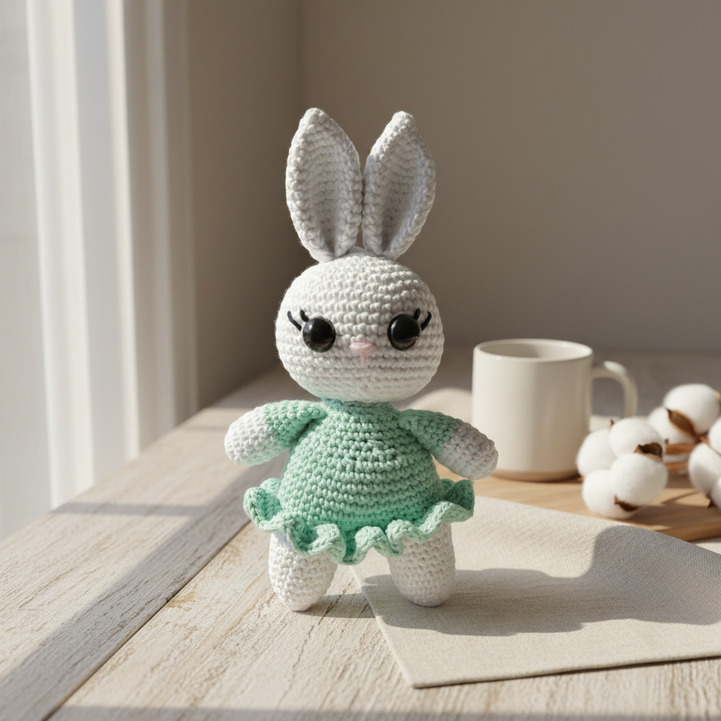 Stylet billede af hæklet kanin - kvadratisk