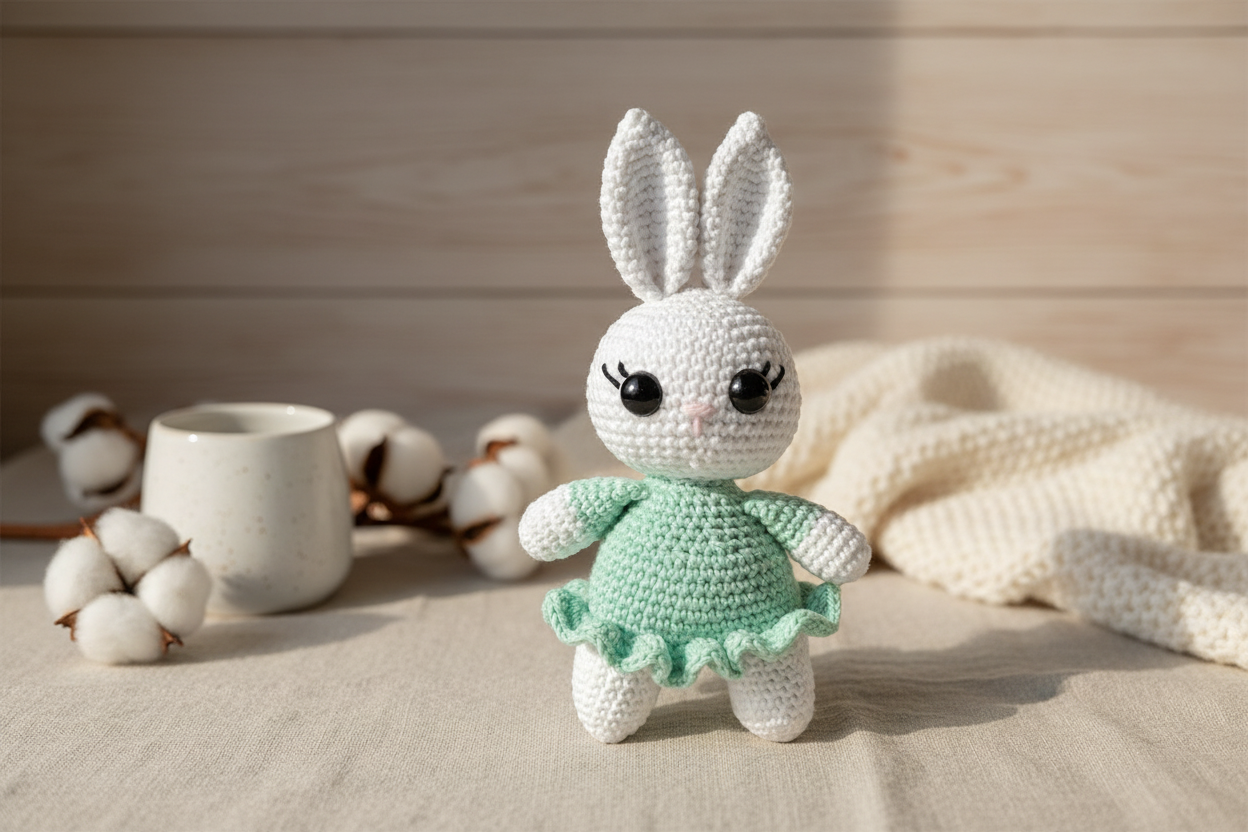 Stylet billede af hæklet kanin