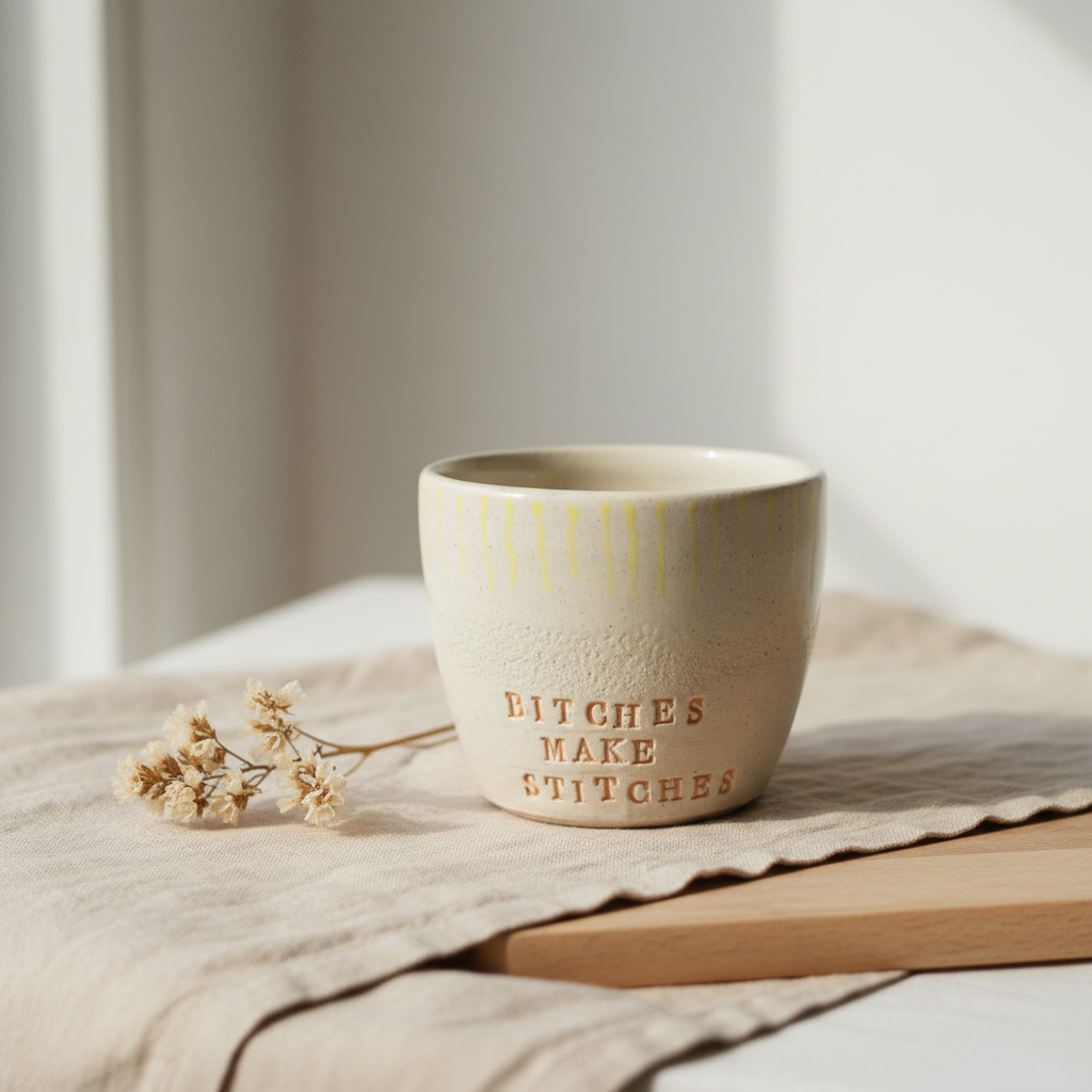 Stylet billede – Bitches Make Stitches krus