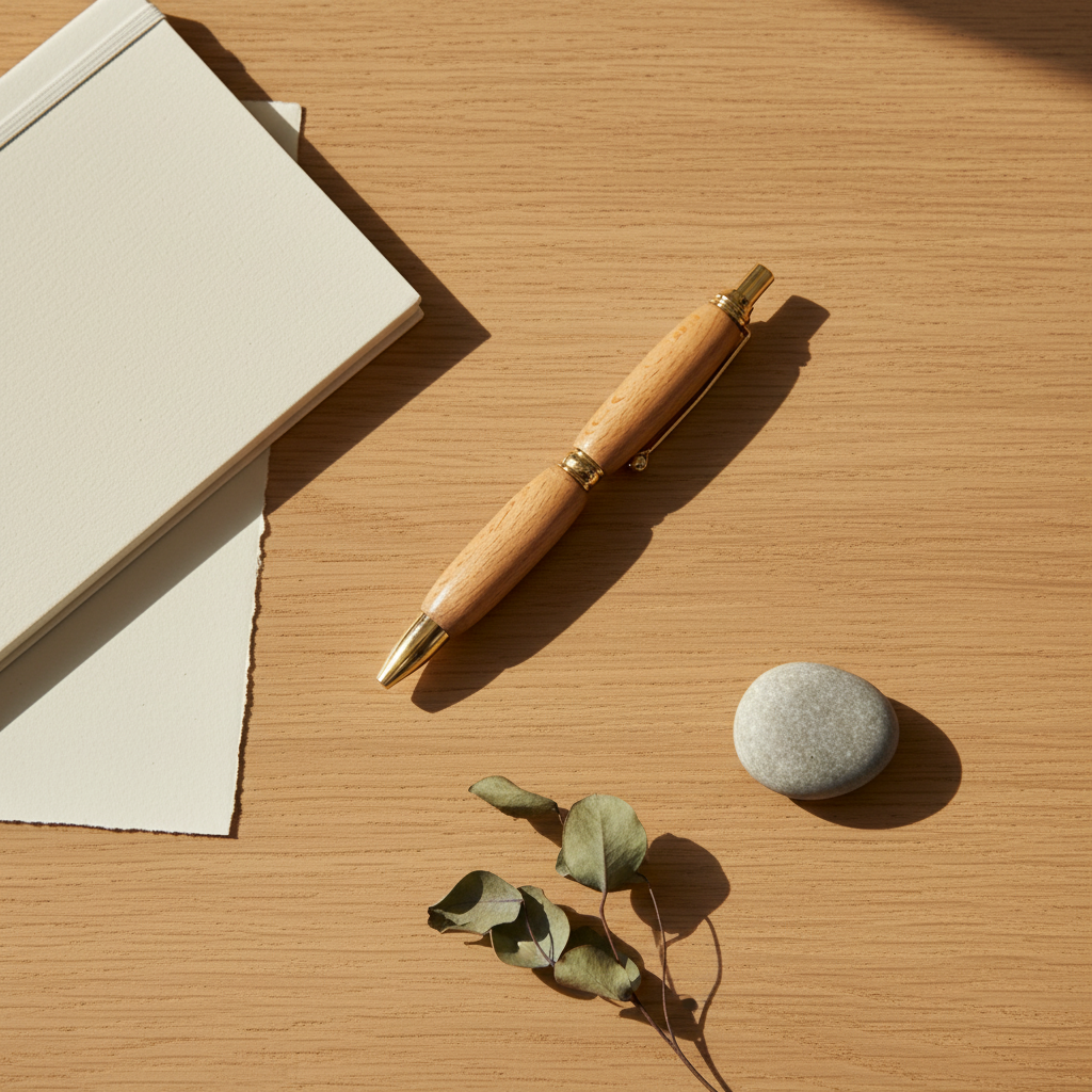 Stylet hånddrejet kuglepen i træ