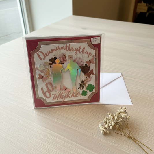 Stylet håndlavet diamantbryllupskort