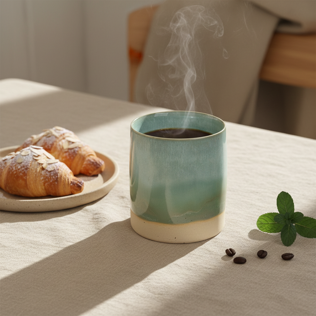 Stylet håndlavet klemmekrus i mint - ingen hank