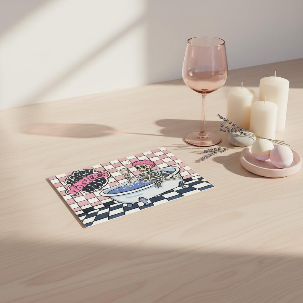 Stylet humoristisk mors dag kort med afslappende stemning