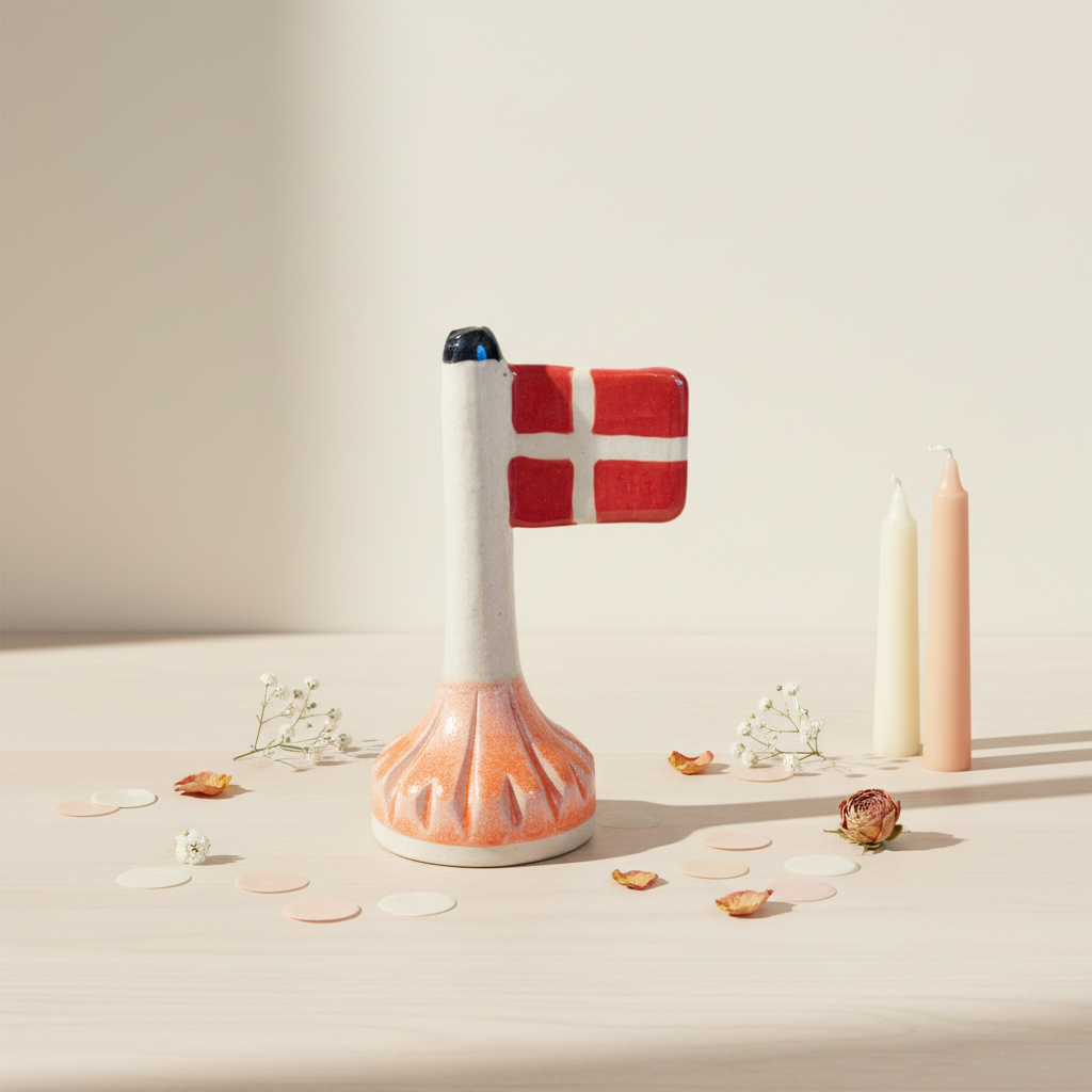 Stylet keramikflag i ferskenfarve