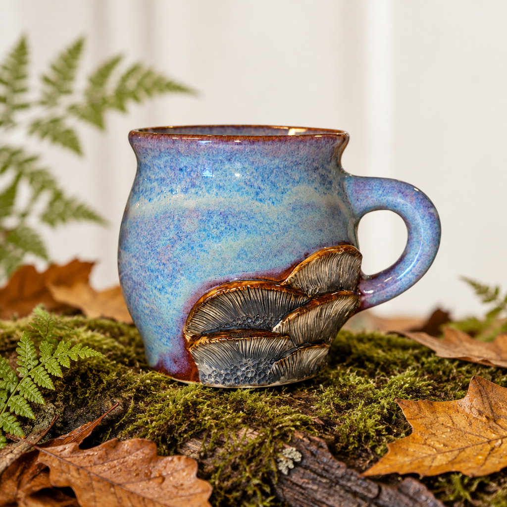 Svampekrus blå lavendel østersvampe RG Ceramic – lifestyle