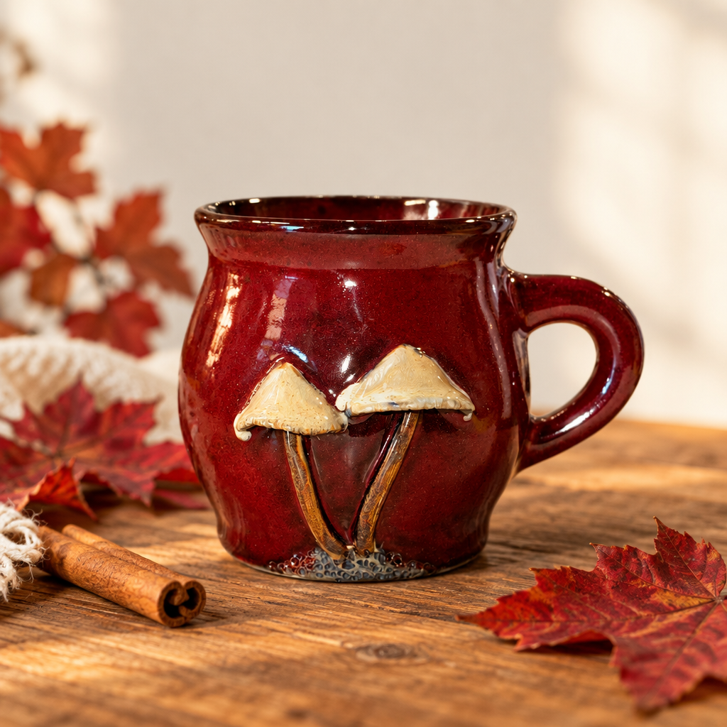 Svampekrus bordeaux creme RG Ceramic – lifestyle