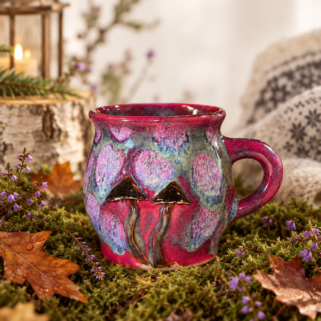 Svampekrus rød lilla galakse RG Ceramic – lifestyle