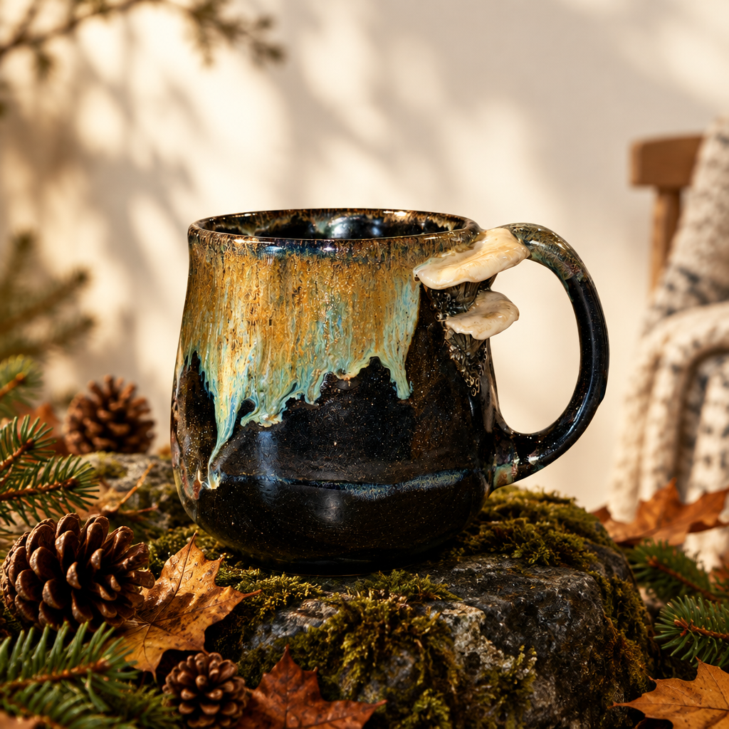 Svampekrus sort nordlys hvide hanksvampe RG Ceramic – lifestyle
