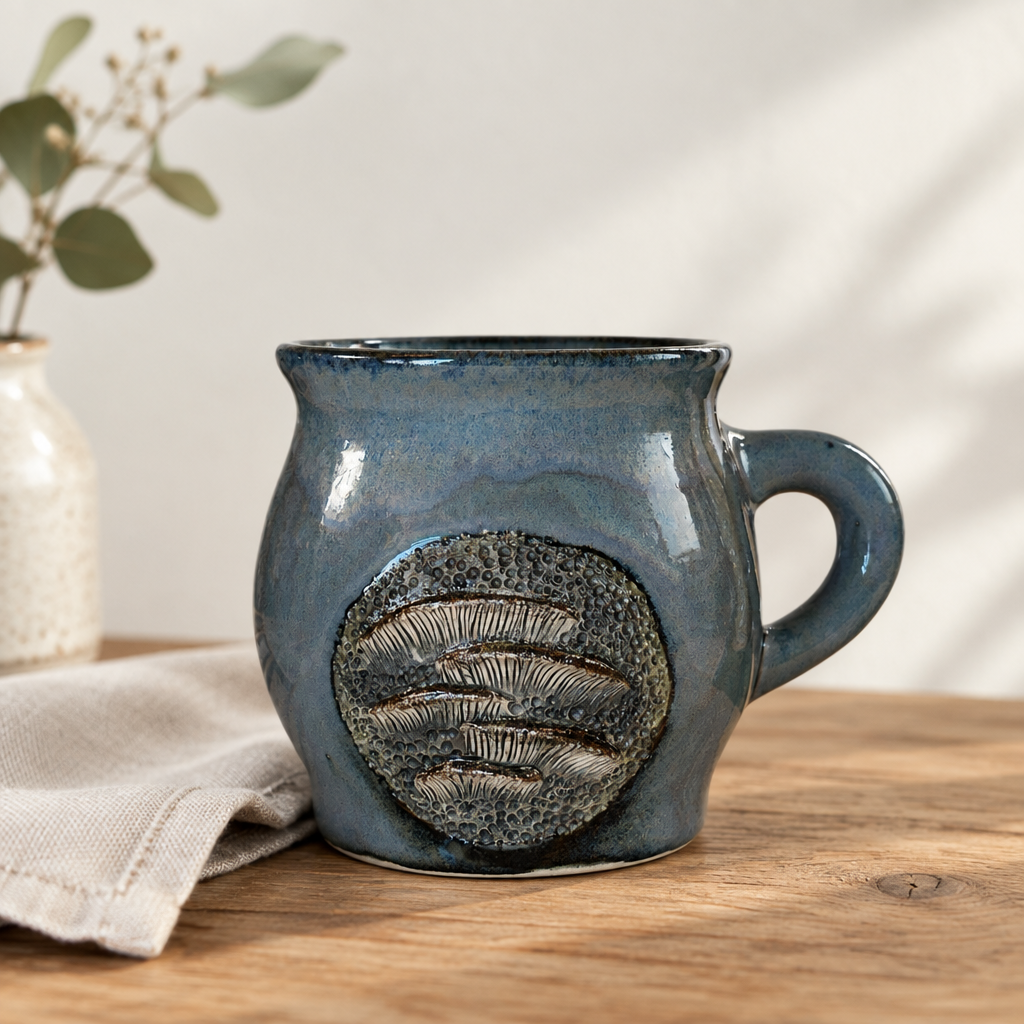 Svampekrus stålblå medaljon RG Ceramic – lifestyle