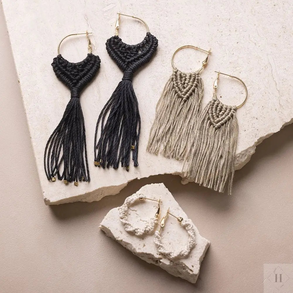 DIY sæt - macramé øreringe Håndlavet af