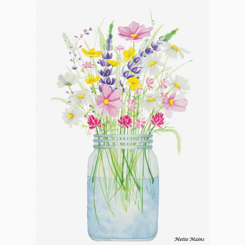 Blomster i syltetøjs glas - A5 Mette Mains