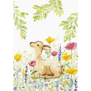 Kort - dådyr i blomsterbedet Mette Mains