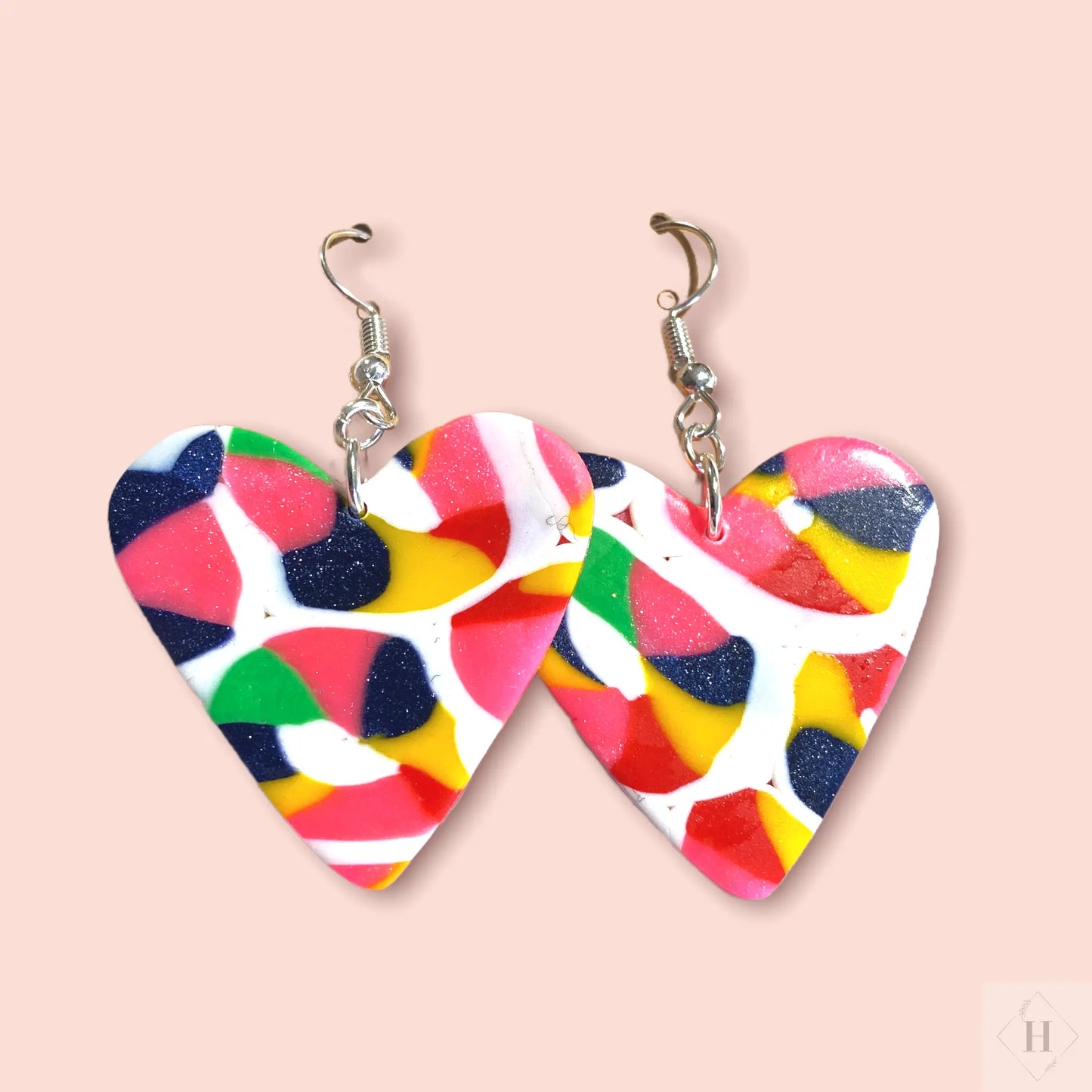 Hjerte ørehængere - multi color Øjenguf
