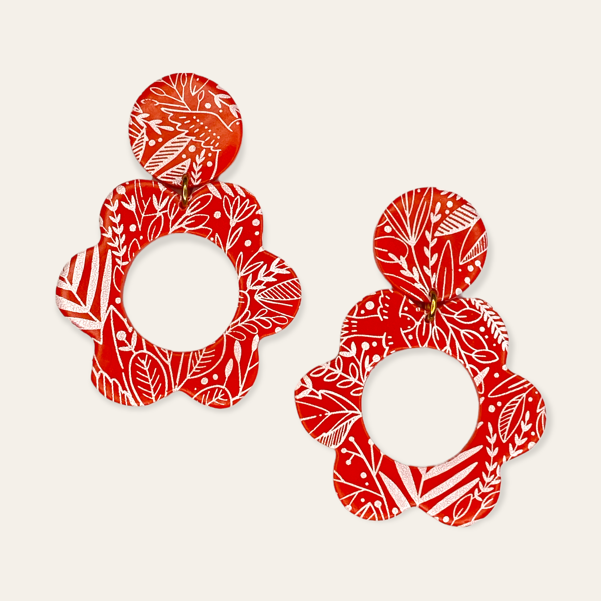 Clay ørestikkere - red flower Øjenguf