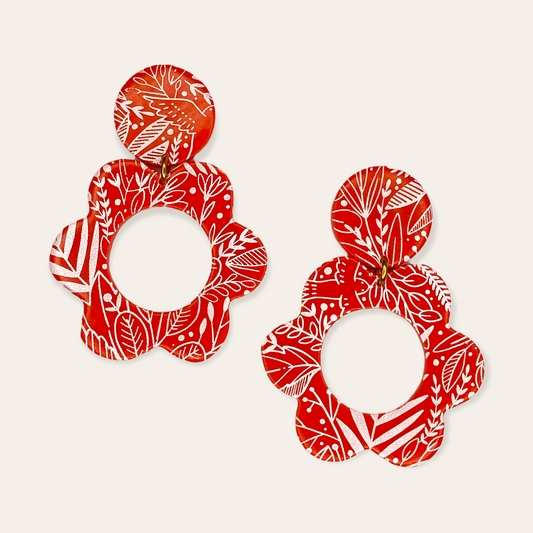 Clay ørestikkere - red flower Øjenguf