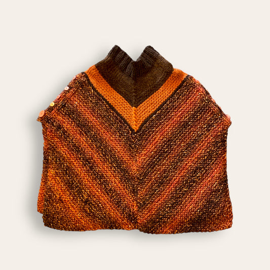 Poncho i orange m/strejf af guld Jo C