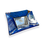 Indlæs billede til gallerivisning Stort glasfad - blå Granlund glaskunst
