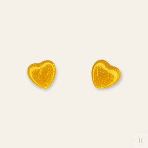 Ørestikker mini hjerter gul Øjenguf