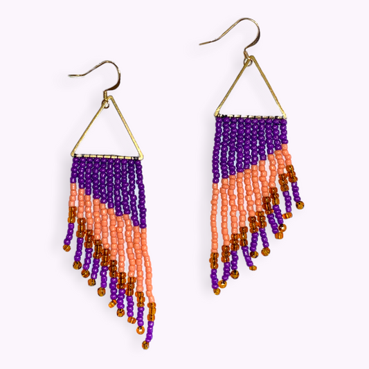 Ørering af glasperler - lilla frynser Sara Engel