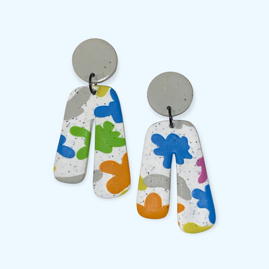 Splatter earrings - grey tops Handmade Hygge