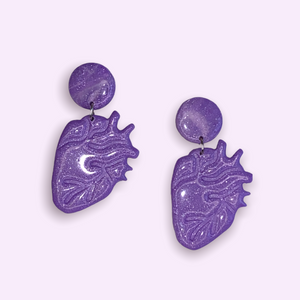 Øreringe purple hearts Øjenguf