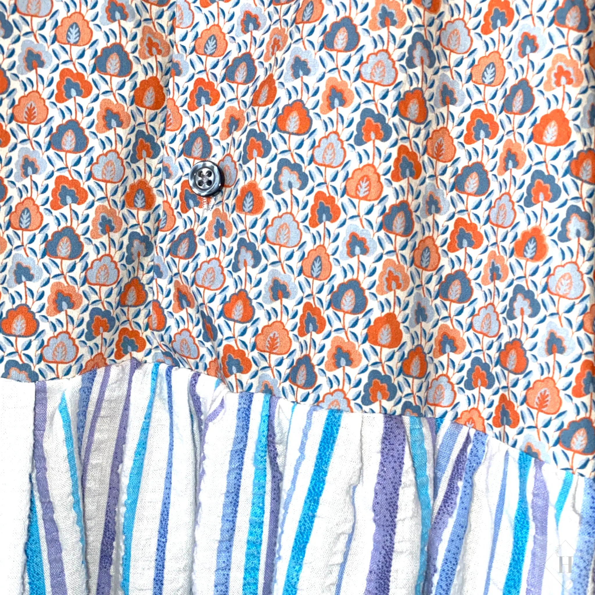 Skjortekjole - blå/orange Løspåtråden