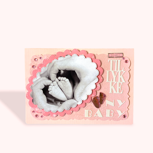 Kort til den lille ny - lyserød Helle Vang