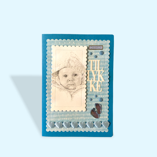 Kort til den lille ny - lyseblå Helle Vang