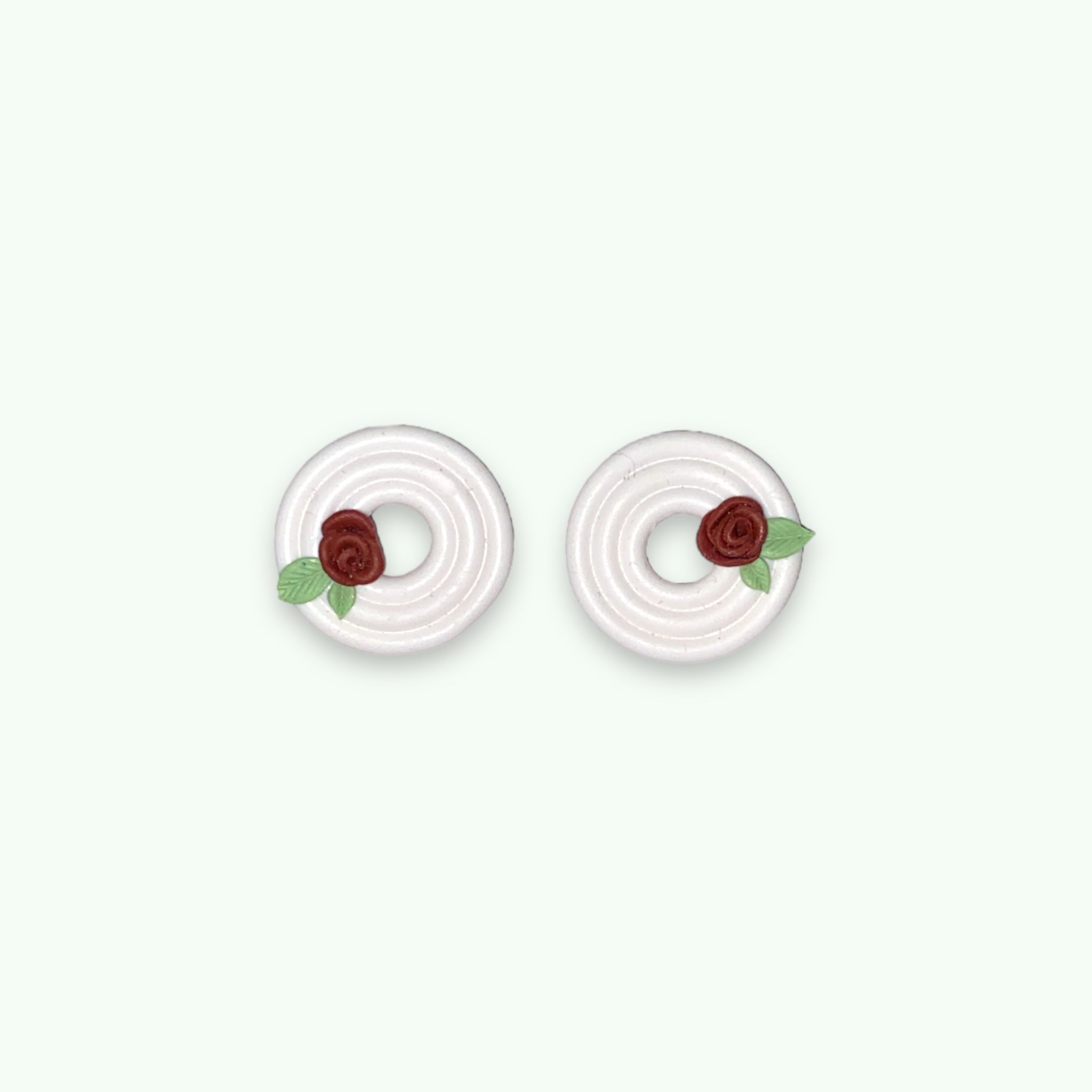 White With rose - studs Handmade Hygge