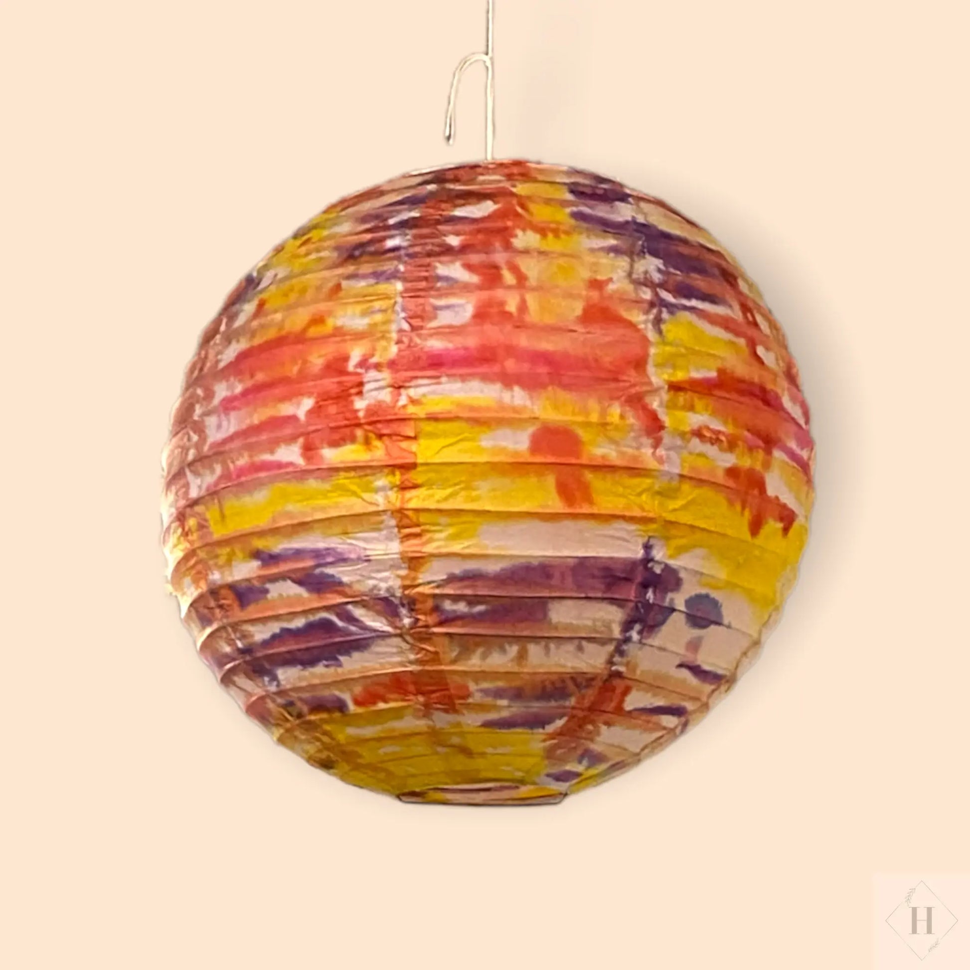 Håndmalet rispapirs lampe Gitte Bramm