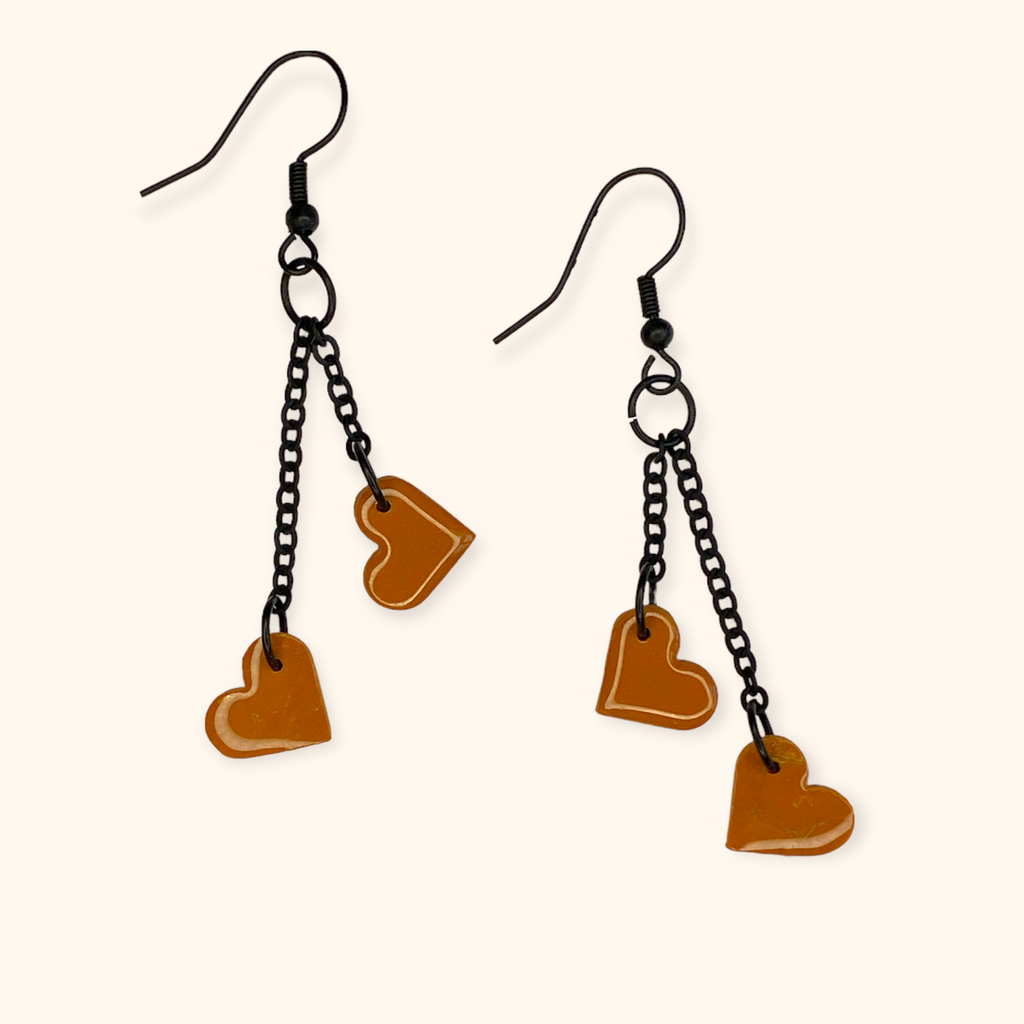 Heart dangles - brun Handmade Hygge