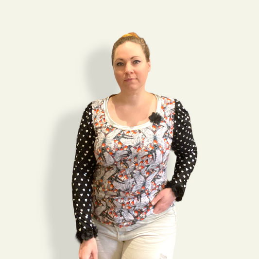 Trøje med chiffon ærmer og sølvkant Aldrig2ens