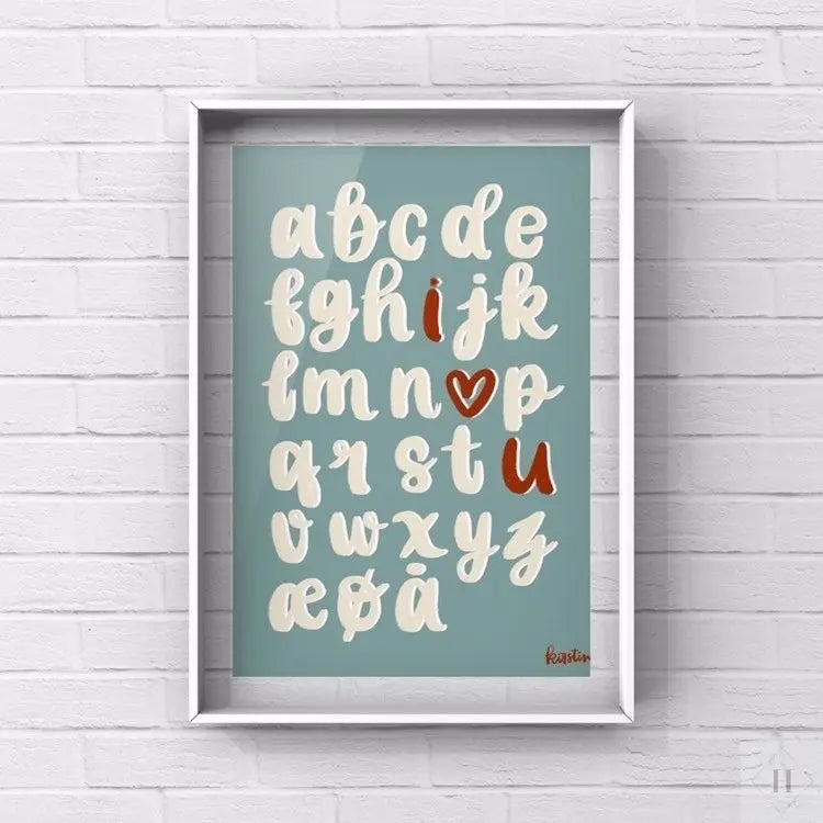 kærligheds alfabet - kunstprint Haandskrevne