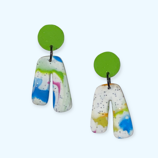 Splatter earrings - green tops Handmade Hygge