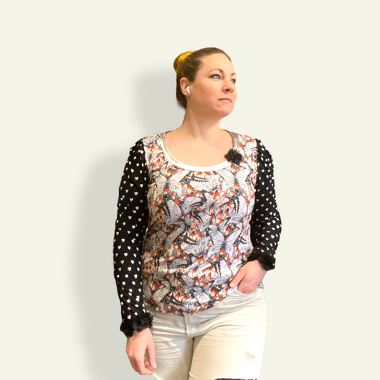 Trøje med chiffon ærmer og sølvkant Aldrig2ens